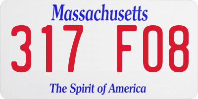 MA license plate 317FO8
