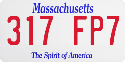 MA license plate 317FP7