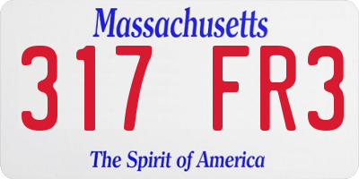 MA license plate 317FR3