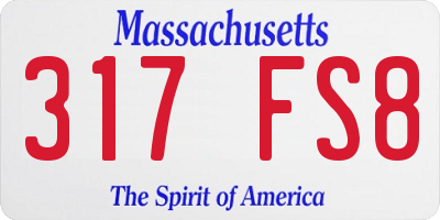 MA license plate 317FS8