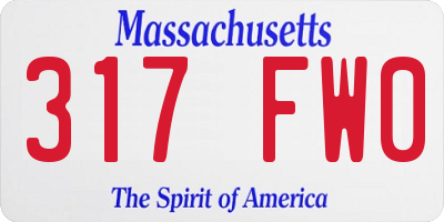 MA license plate 317FW0
