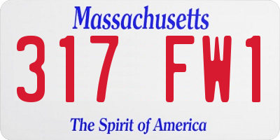 MA license plate 317FW1