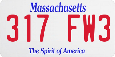 MA license plate 317FW3