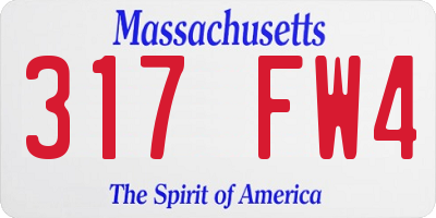 MA license plate 317FW4