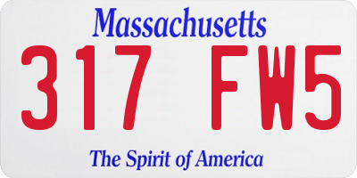 MA license plate 317FW5