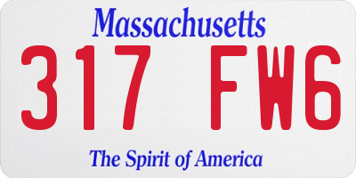 MA license plate 317FW6