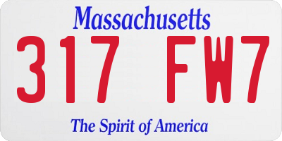 MA license plate 317FW7