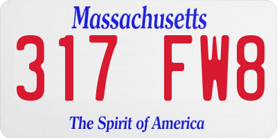 MA license plate 317FW8