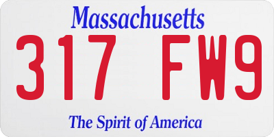 MA license plate 317FW9