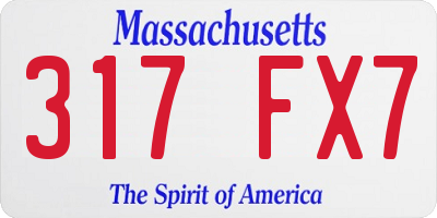 MA license plate 317FX7