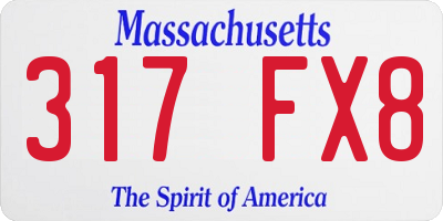 MA license plate 317FX8