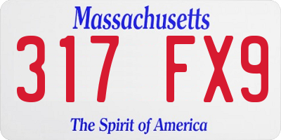 MA license plate 317FX9
