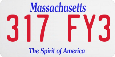 MA license plate 317FY3