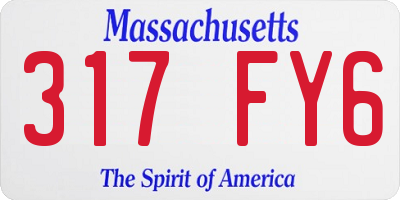 MA license plate 317FY6