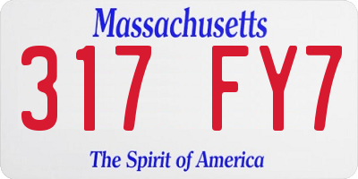 MA license plate 317FY7