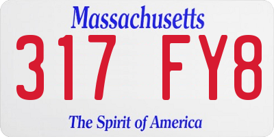 MA license plate 317FY8