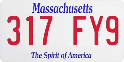 MA license plate 317FY9