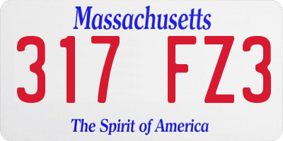 MA license plate 317FZ3