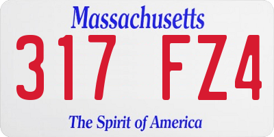 MA license plate 317FZ4