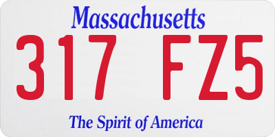 MA license plate 317FZ5