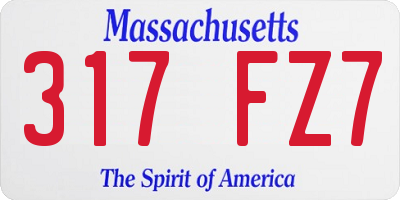 MA license plate 317FZ7