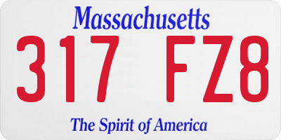 MA license plate 317FZ8