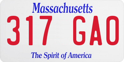 MA license plate 317GA0