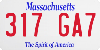 MA license plate 317GA7