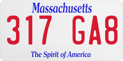 MA license plate 317GA8