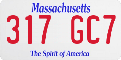 MA license plate 317GC7