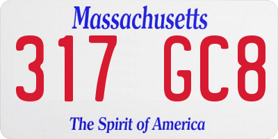 MA license plate 317GC8