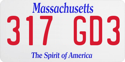 MA license plate 317GD3