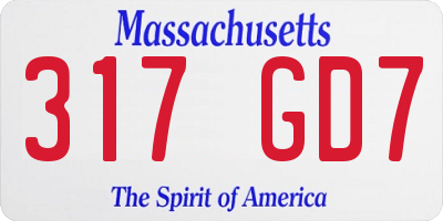MA license plate 317GD7