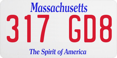 MA license plate 317GD8