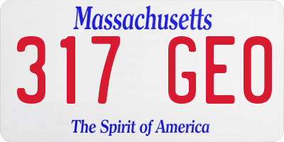 MA license plate 317GE0