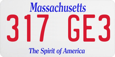 MA license plate 317GE3