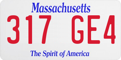 MA license plate 317GE4