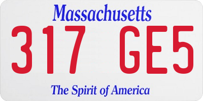 MA license plate 317GE5