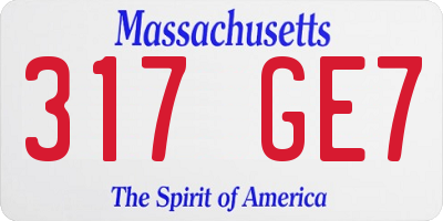 MA license plate 317GE7