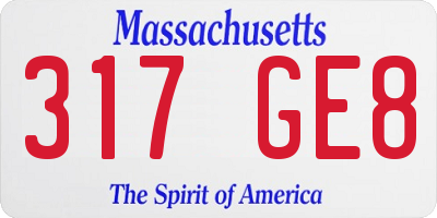 MA license plate 317GE8