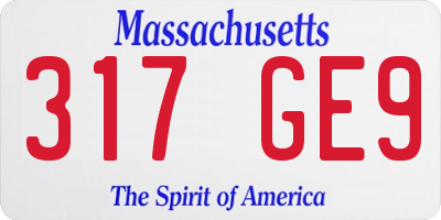 MA license plate 317GE9