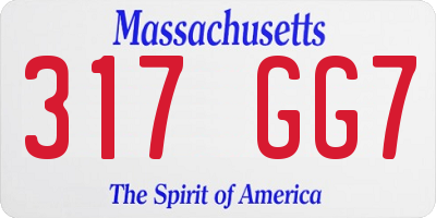 MA license plate 317GG7
