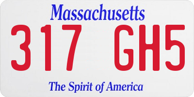 MA license plate 317GH5