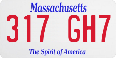 MA license plate 317GH7