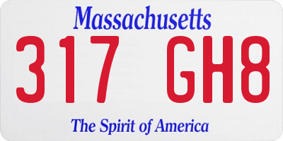 MA license plate 317GH8