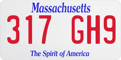 MA license plate 317GH9
