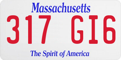 MA license plate 317GI6