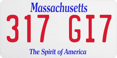 MA license plate 317GI7