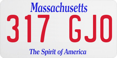 MA license plate 317GJ0