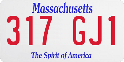 MA license plate 317GJ1